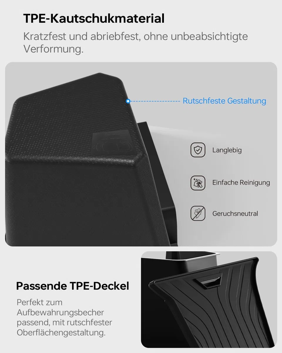 Kofferraum-Organizer für Tesla Model Y Juniper 2025 2026 2er Set mit Deckel – Wasserdicht, 1:1 Passform, Geruchsneutral & Rutschfest, für Schuhe, Werkzeug, Einkäufe, Schwarz