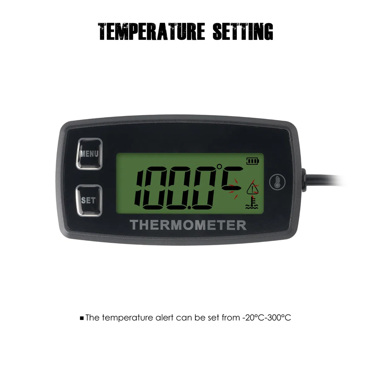 Digitales Motortemperaturthermometer Induktionsthermometer Kleiner Motor Multifunktions-Außenthermometer Wasserdichtes Thermometer, das für Boots-LKW-Motorradmotor geeignet ist
