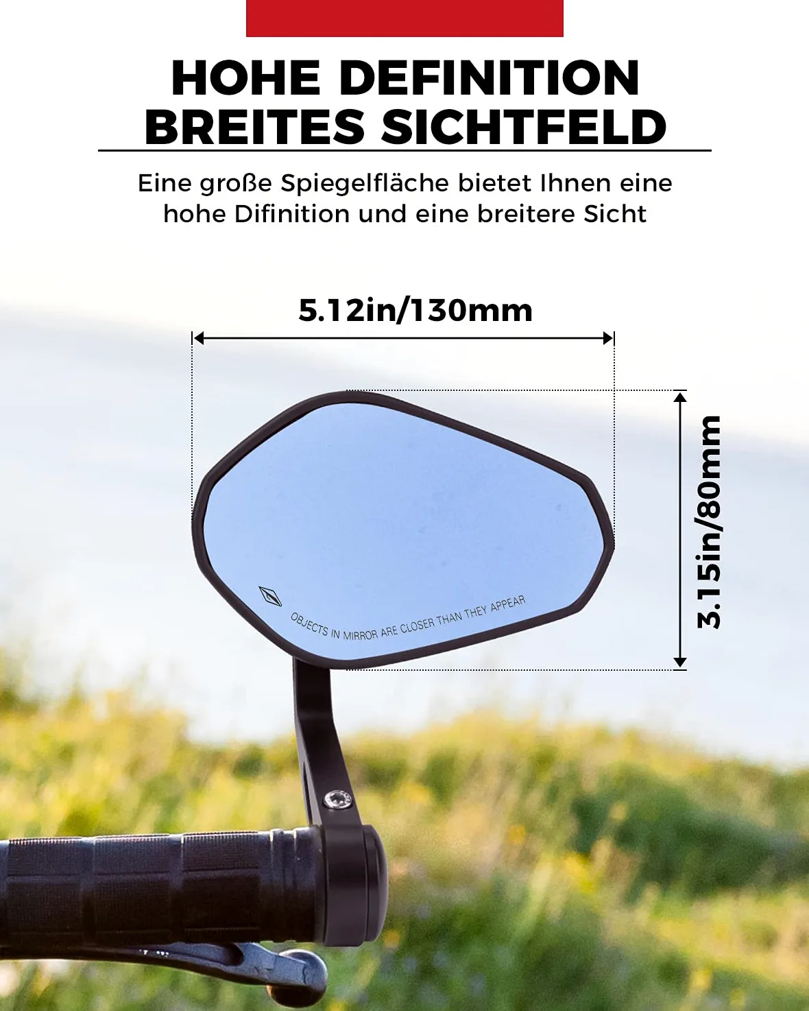 KEMIMOTO CNC Lenkerendenspiegel E-geprüft, 360°Drehbare Motorrad Spiegel 7/8" 22mm Motorradspiegel, Seitenspiegel für Lenker, Rückspiegel Motorrad kompatibal für CB125R Duke 690(2 Stücke)