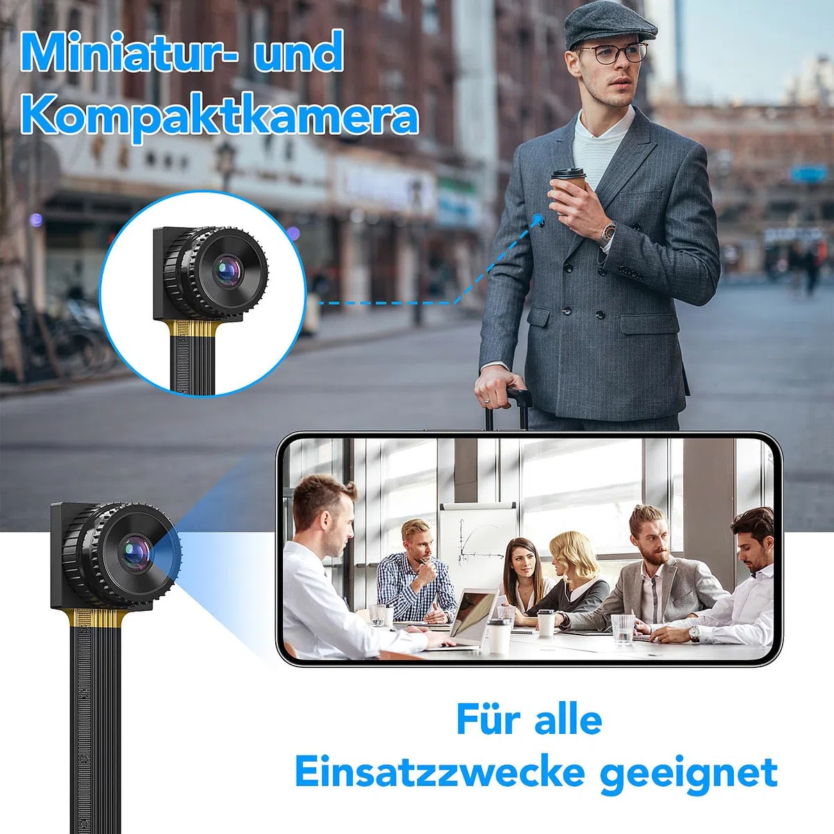 Somikon Unsichtbare Kamera: 2er-Set 2K-WLAN-Micro-Einbaukameras, Bewegungserkennung, Mikrofon, 4MP (Kameramodule, Knopf Kamera)