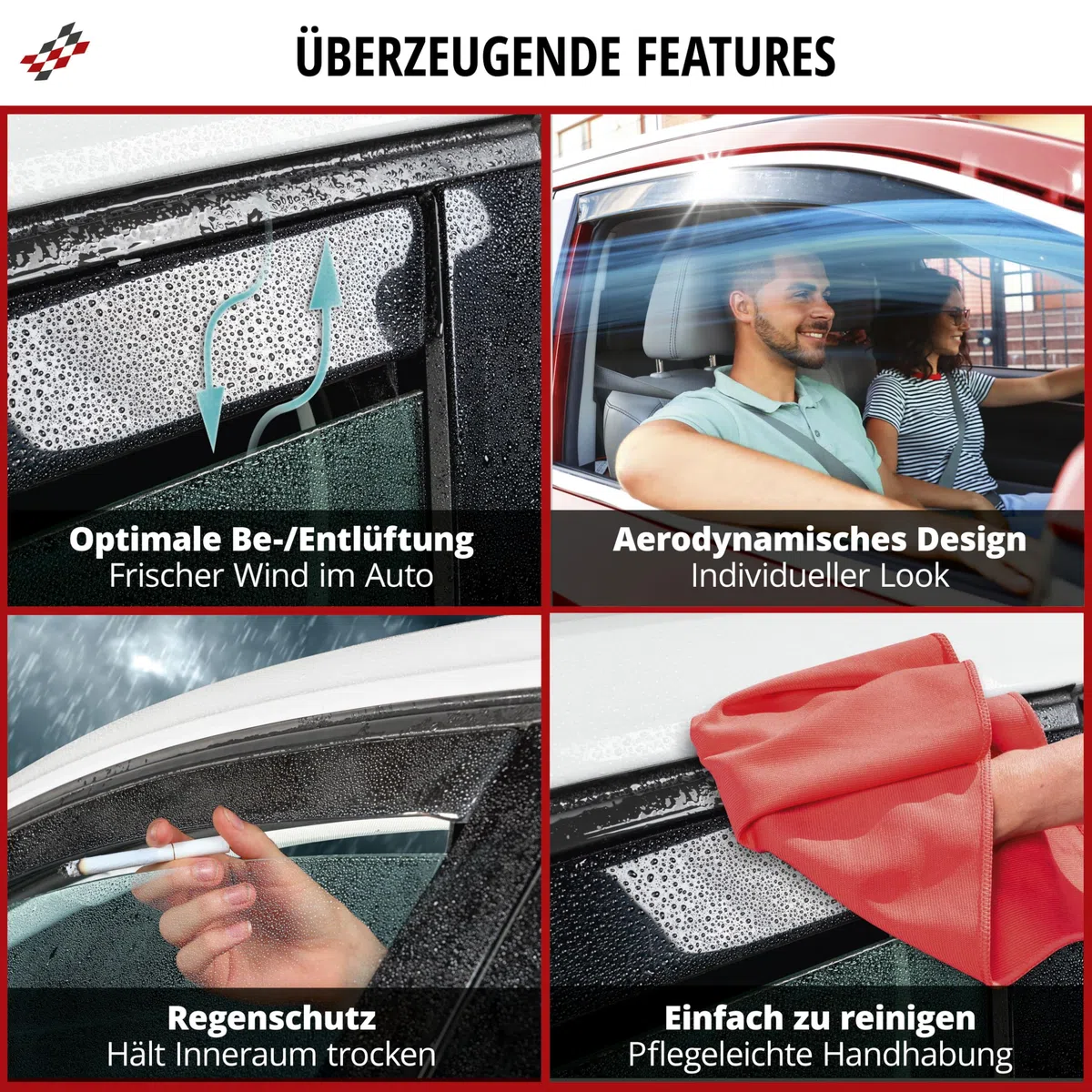 Walser Premium Auto Windabweiser für Ford Transit Courier B460 02/2014-2023, Passform Regenabweiser Set für Fahrer- und Beifahrerseite, Auto Windabweiser 2 STK.