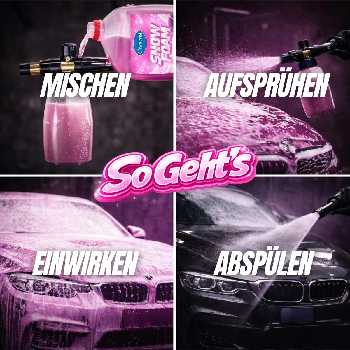 Snow Foam Pink 10L Konzentrat - Aktivschaum Autoshampoo Vorwäsche für Foamer & Schaumlanze - Citrus Reiniger